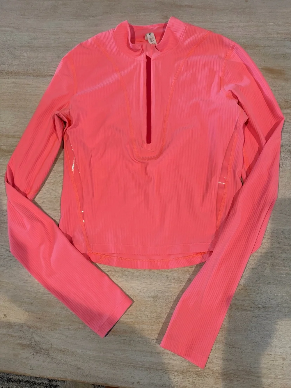 lululemon athletica Neon Pink Long-Sleeve Zip Mock Top